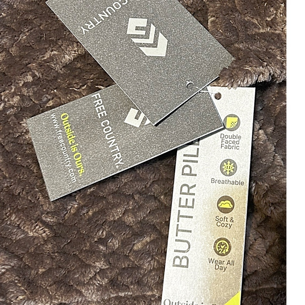 Free Country Butter Pile Fleece Jacket Size L Brown Plush Cozy NWT - Picture 6 of 13